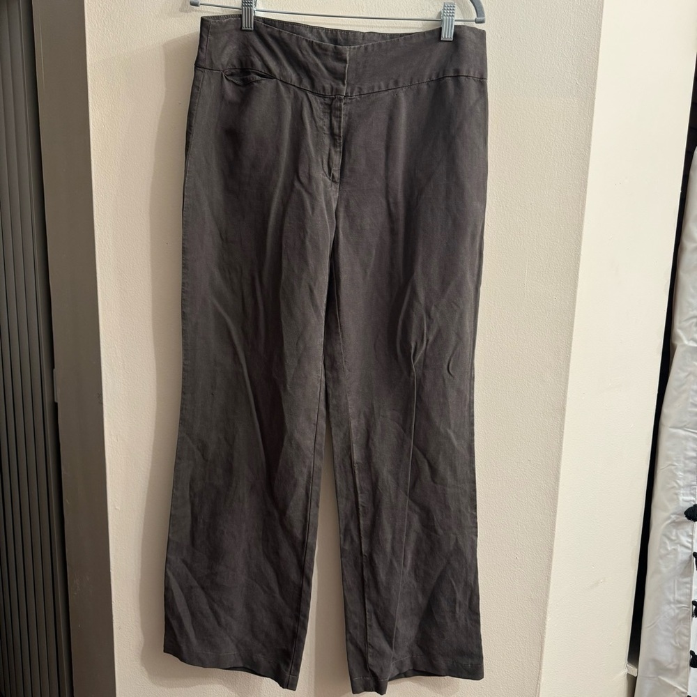 Eileen Fisher Women’s Grey Linen Blend Slack Dress Pants Trousers Size 10
